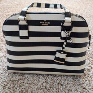 kate spade Black and White Striped Crossbody Satchel
